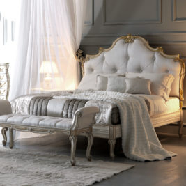 Ornate Carved Designer Italian Silk Button Upholstered Bed - Juliettes ...