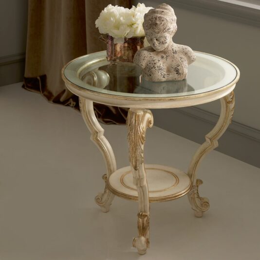 Ornate Italian Round Classic Glass Side Table