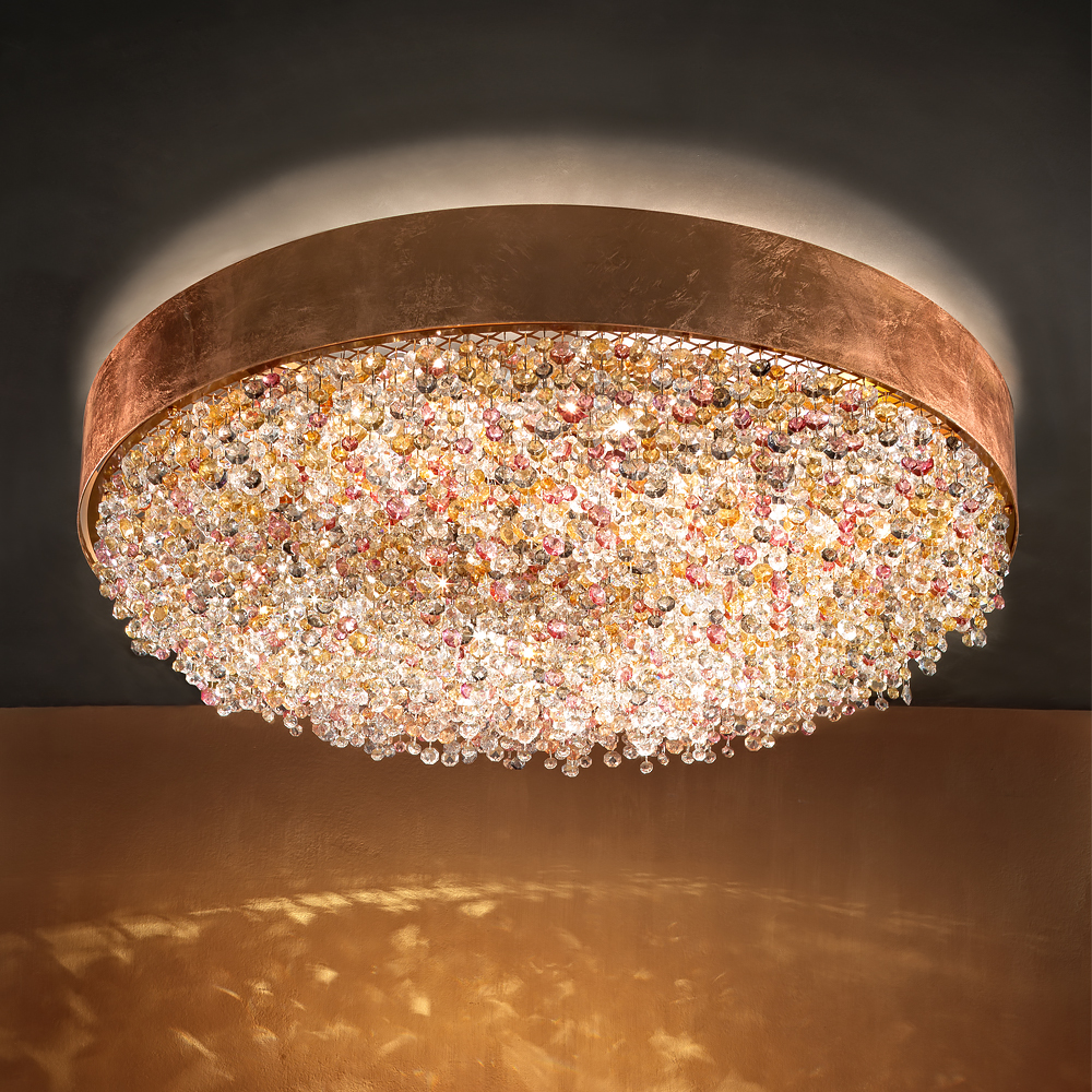 Round Gold Leaf Chandelier Style Ceiling Light 1 