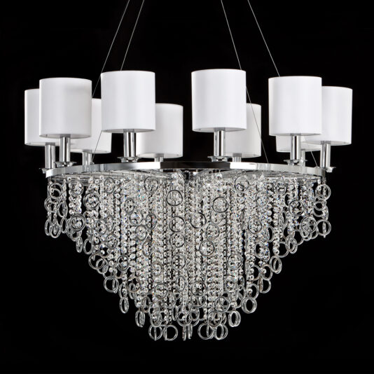 Modern Polished Chrome Crystal Chandelier