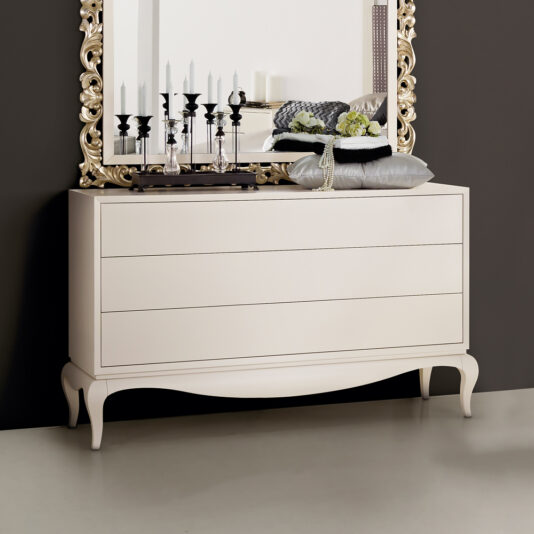 Contemporary White Lacquered Three Drawer Chest