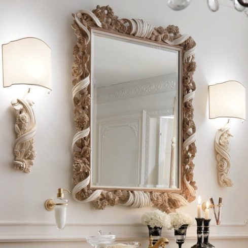Designer Italian Wooden Rose and Ribbon Wall Mirror - Juliettes Interiors