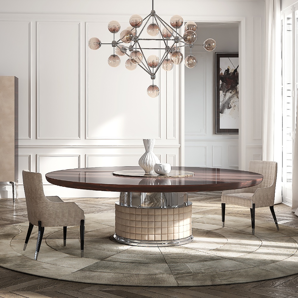 Exclusive Italian Large Round Ebony Dining Table - Juliettes Interiors