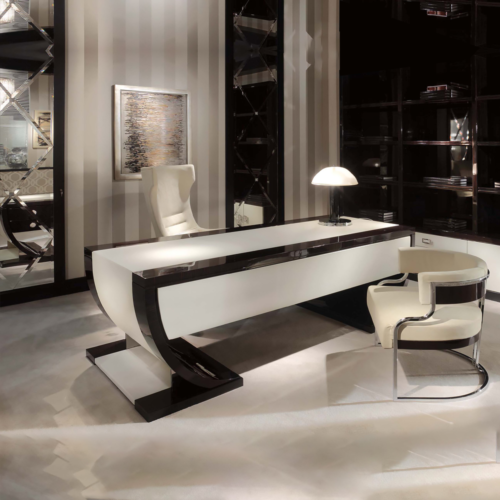 Large Art Deco Executive Writing Desk - Juliettes Interiors
