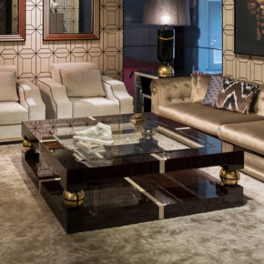 Luxury Ebony And Gold Square Coffee Table - Juliettes Interiors