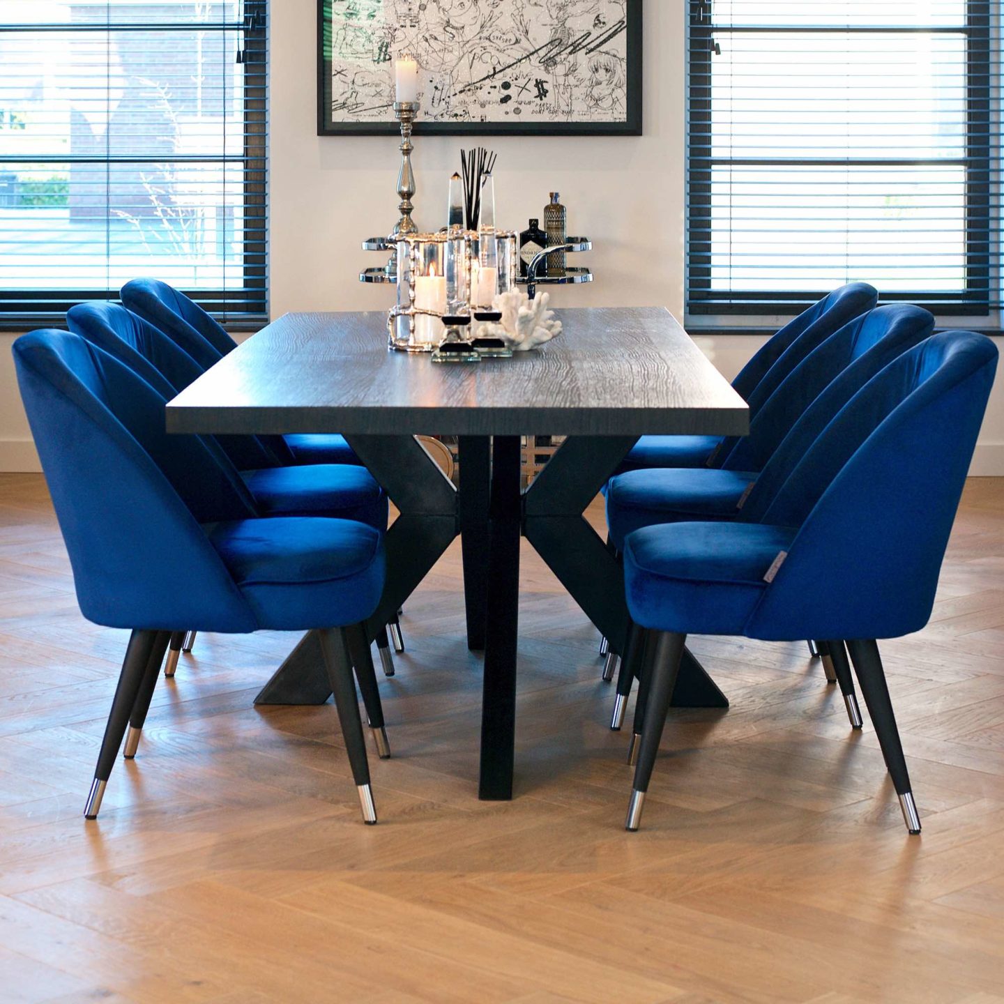 Blue Velvet Dining Chair Juliettes Interiors