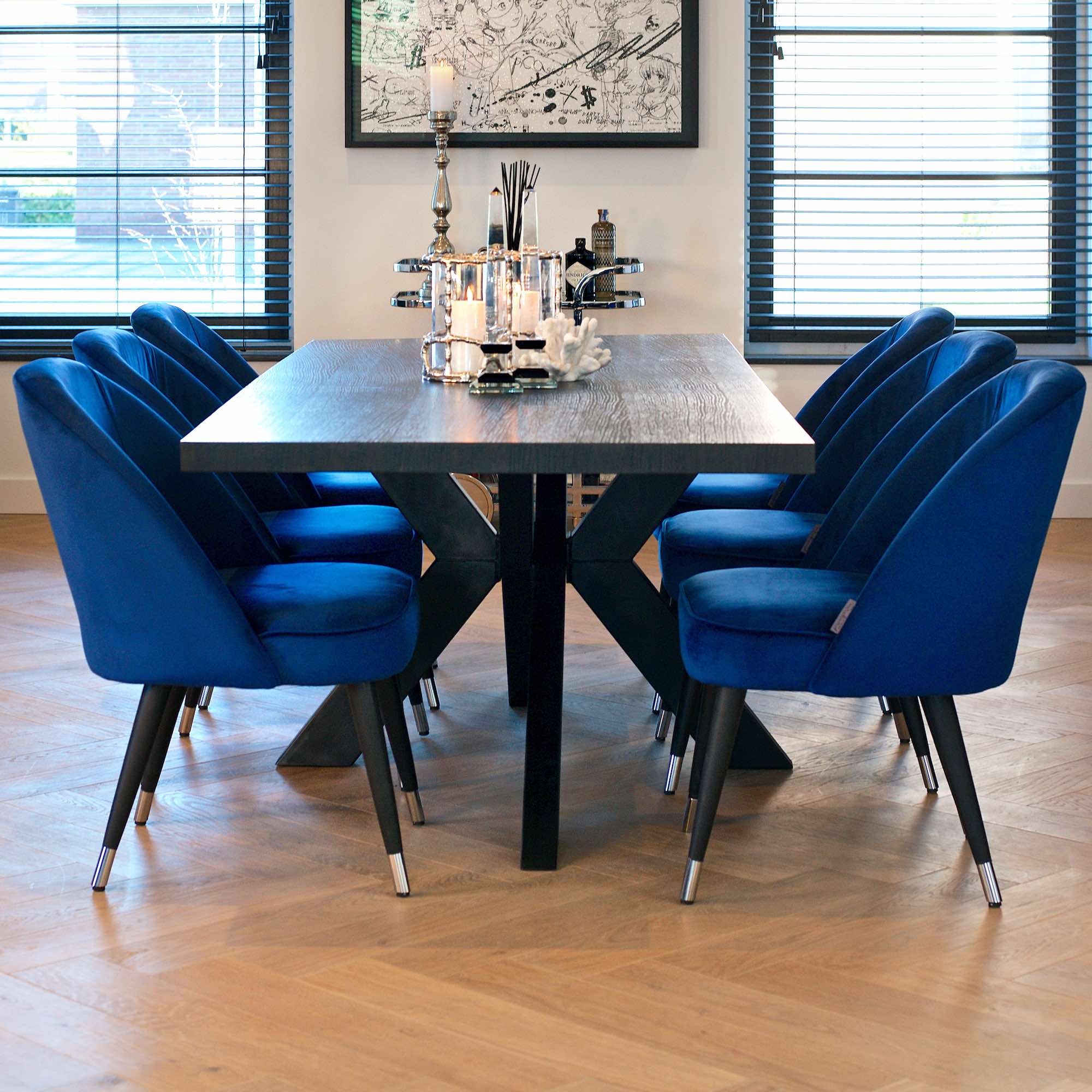 blue dining chairs