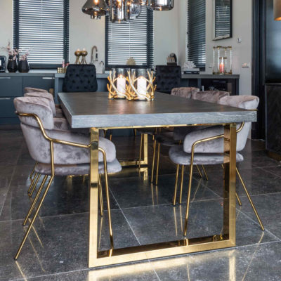 Contemporary Black Oak And Gold Finish Dining Table - Juliettes Interiors