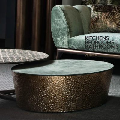 Modern Italian Hammered Metal Coffee Table - Juliettes Interiors