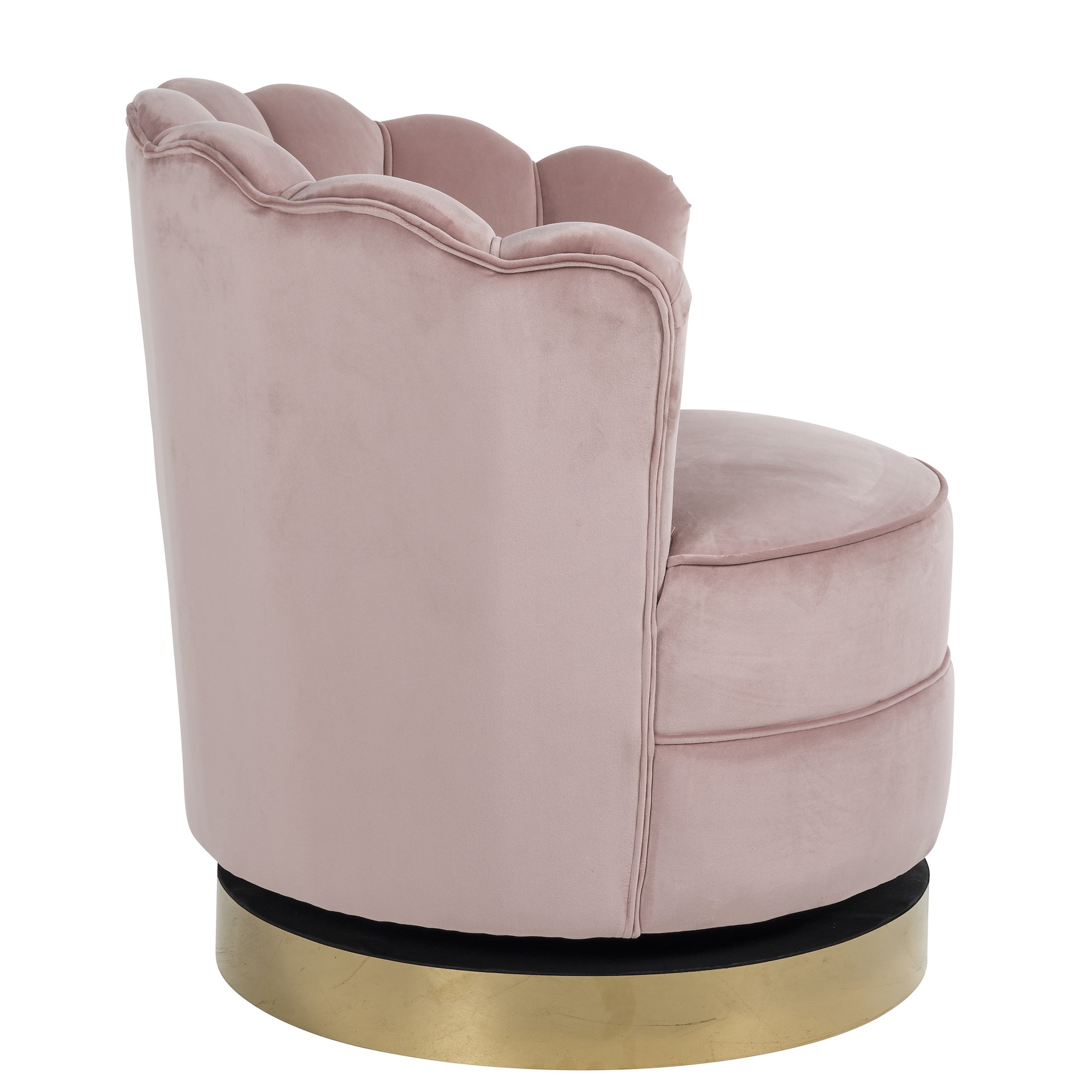 Scalloped Edge Pink Velvet Swivel Chair Juliettes Interiors