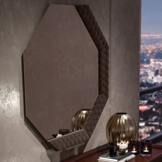 Designer Italian Quilted Octagonal Wall Mirror