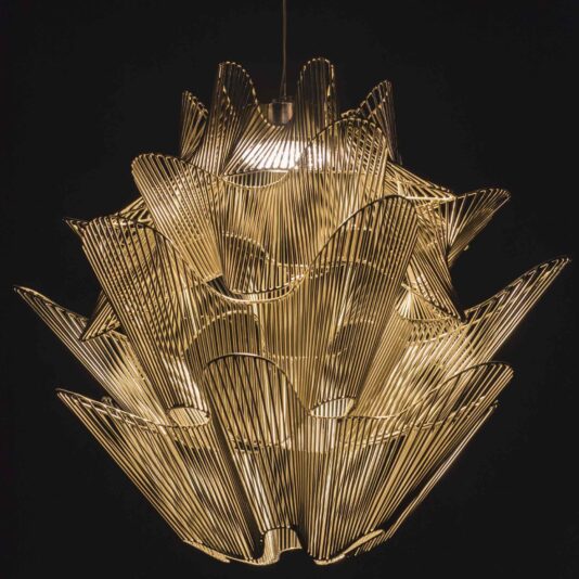 Striking Italian Designer Gold Plated Chandelier