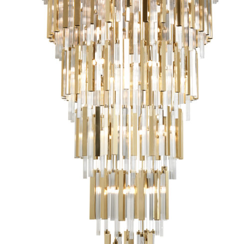 Large Tiered Modern Gold Plated And Glass Designer Chandelier ...