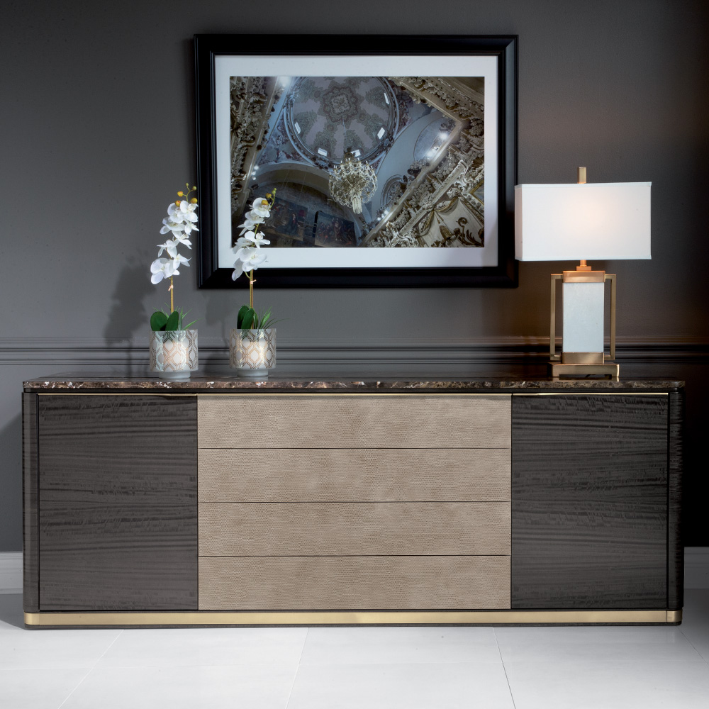 Modern Leather Front Sideboard With Marble Top 1 