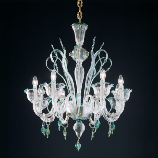 Elegant Chandelier With Teal Detailing