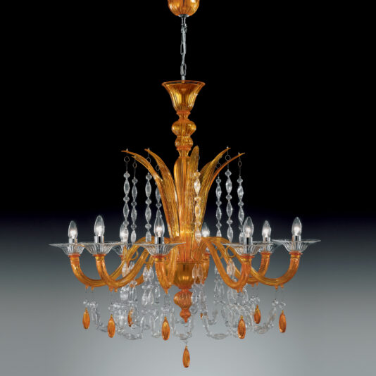 Luxury Orange Crystal Drop Chandelier