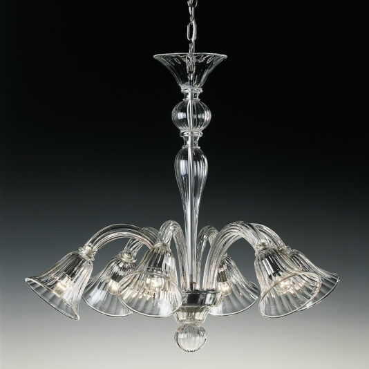 Clear Ribbed Detail Glass Chandelier