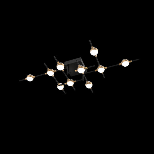 Luxury Black And Gold 10 Bulb Ceiling Light