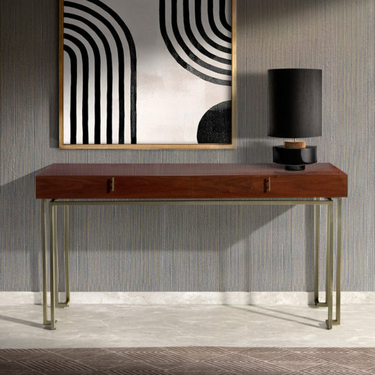 Luxury Walnut Veneer Console Table - Juliettes Interiors