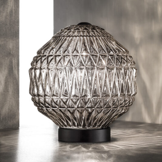 Round Smoked Murano Glass Table Lamp