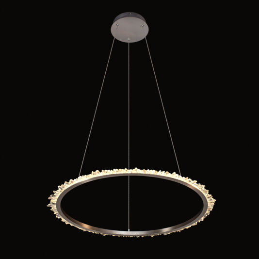 Small Quartz Crystal Nickel Round Chandelier