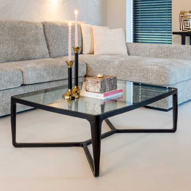 Modern Black Ash Wood Veneer Coffee Table - Juliettes Interiors