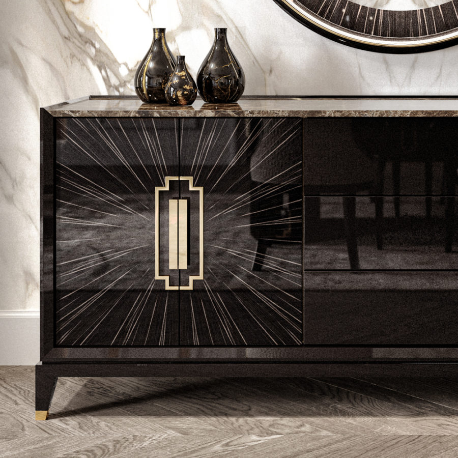 High End Veneer And Marble Sideboard - Juliettes Interiors