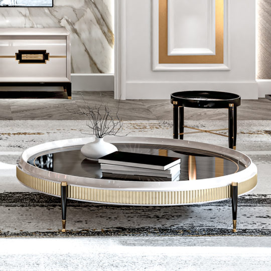 High End Veneered Low Round Coffee Table - Juliettes Interiors