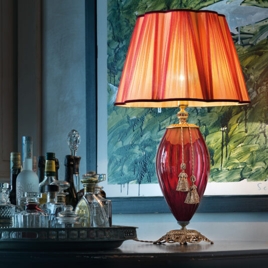 Large Ruby Blown Glass Table Lamp