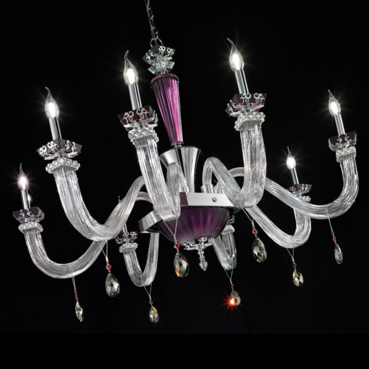 Elegant Large Amethyst Glass Chandelier