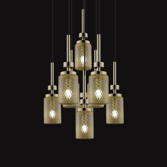 Pendant Light Cluster With Balloton Effect Glass Shades