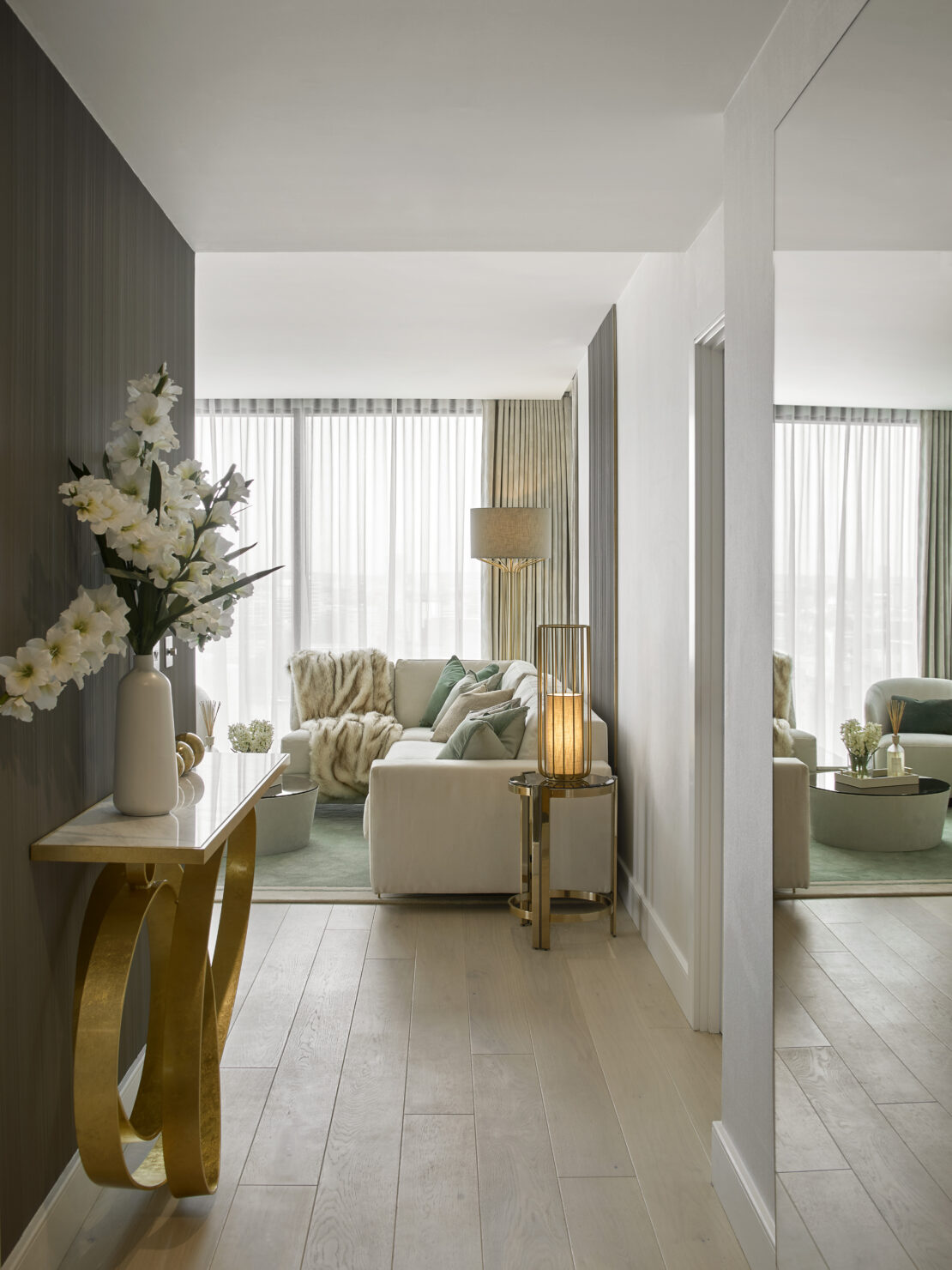 Entrance hall to luxury apartment Battersea London designed by Juliettes Interiors