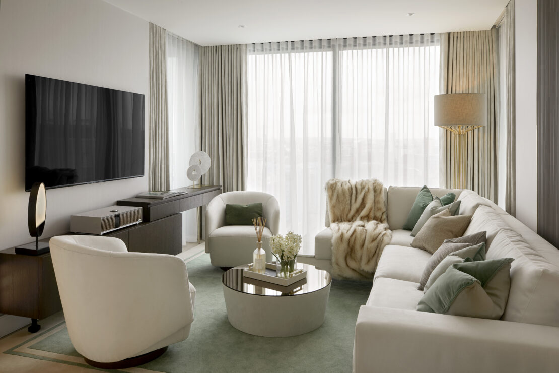 Luxury Living room in apartment Battersea London designed by Juliettes Interiors