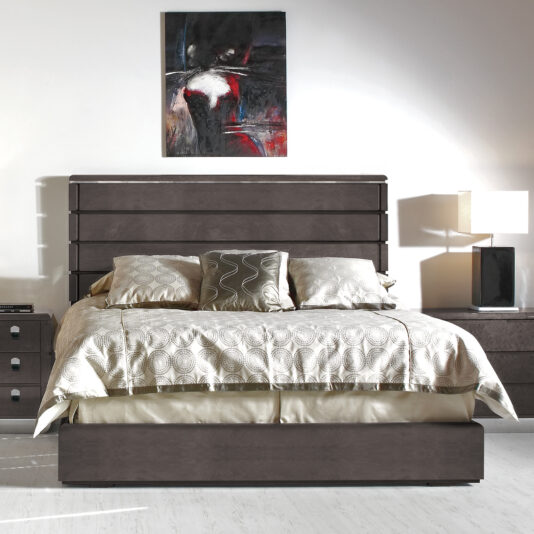Modern Veneer Bed With High Headboard
