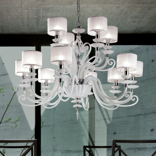 White Glass Modern Chandelier With Shades